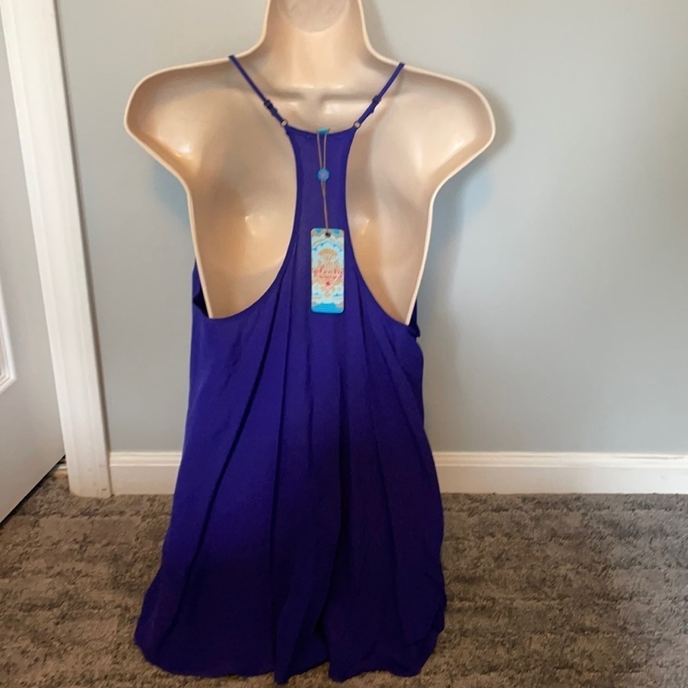 Designer sequin‎ neckline swing racerback top tank L - Picture 2 of 9